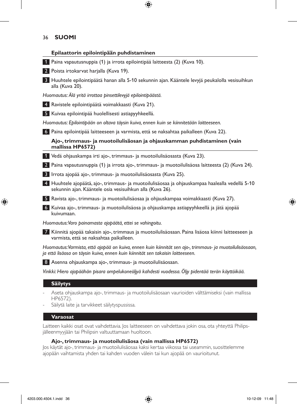 Philips SatinPerfect Epilierer User Manual | Page 36 / 88