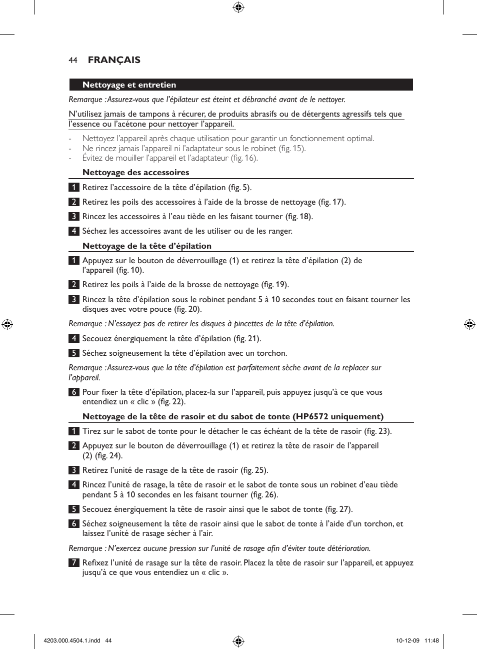 Philips SatinPerfect Epilierer User Manual | Page 44 / 88