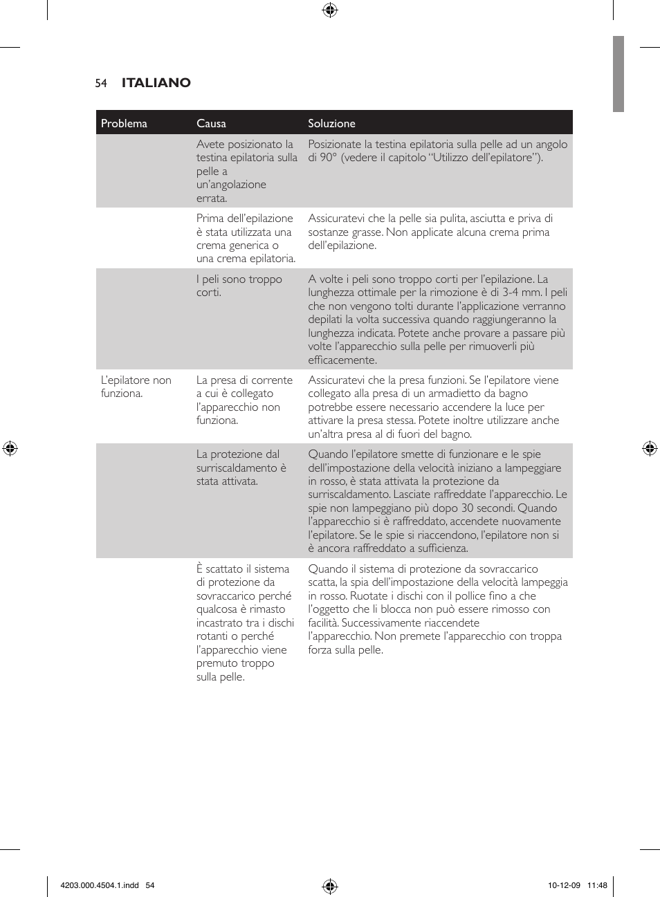 Philips SatinPerfect Epilierer User Manual | Page 54 / 88
