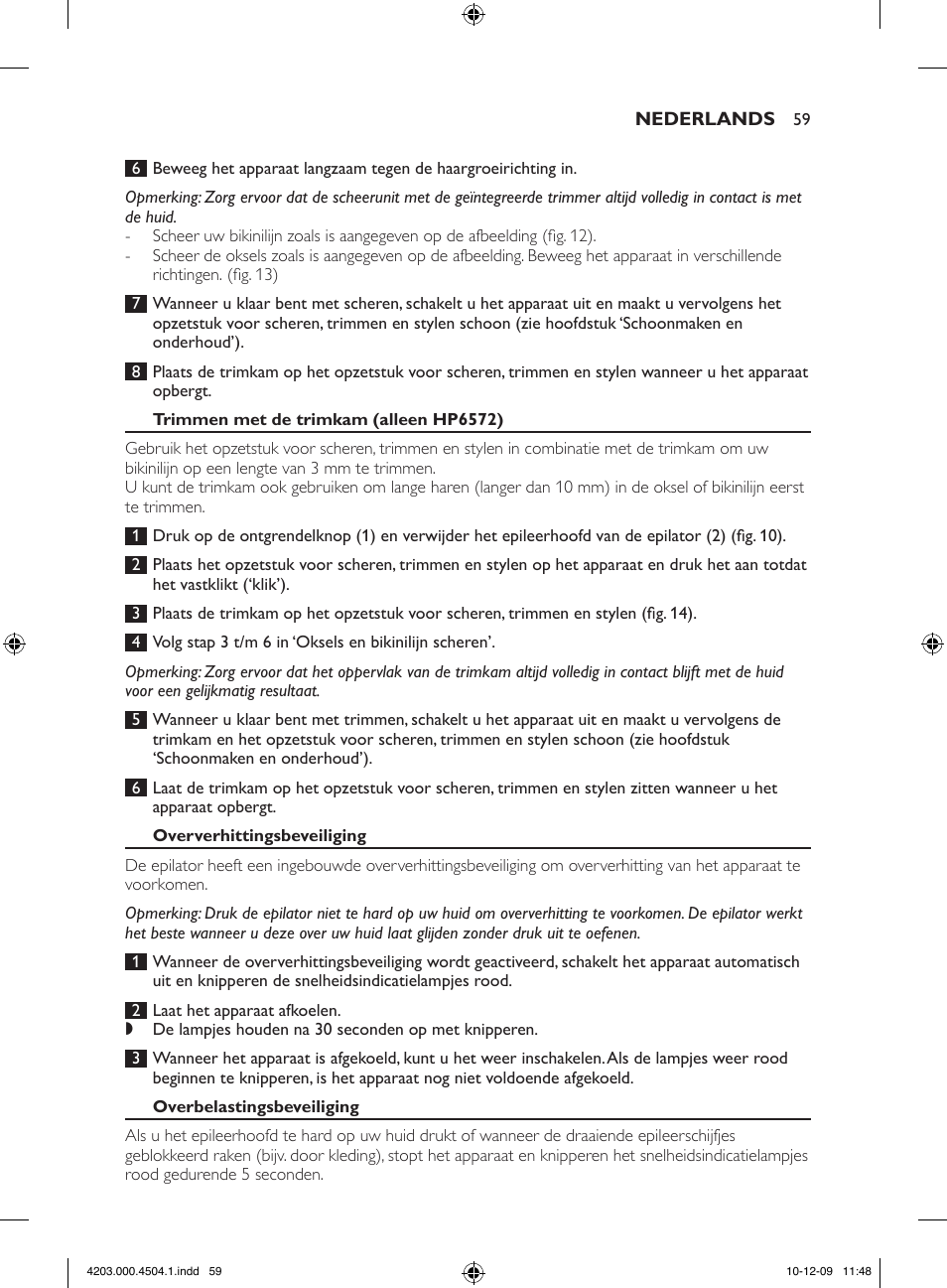 Philips SatinPerfect Epilierer User Manual | Page 59 / 88