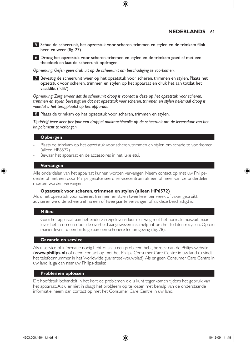 Philips SatinPerfect Epilierer User Manual | Page 61 / 88