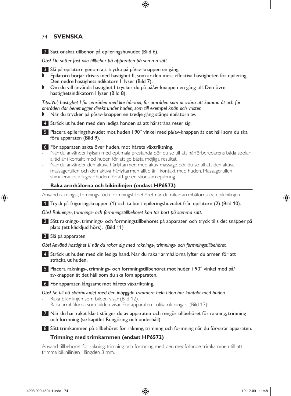 Philips SatinPerfect Epilierer User Manual | Page 74 / 88