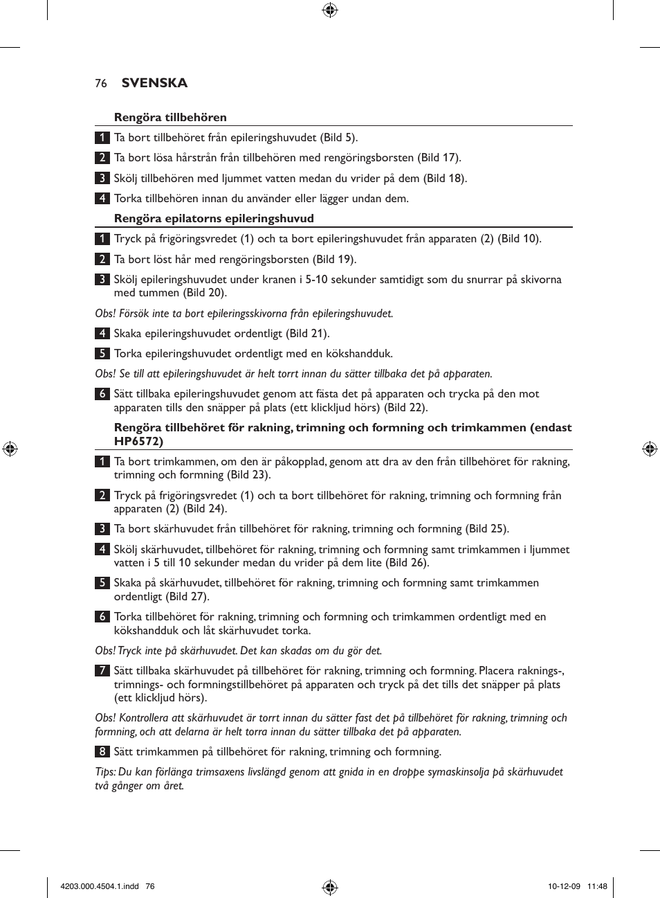 Philips SatinPerfect Epilierer User Manual | Page 76 / 88