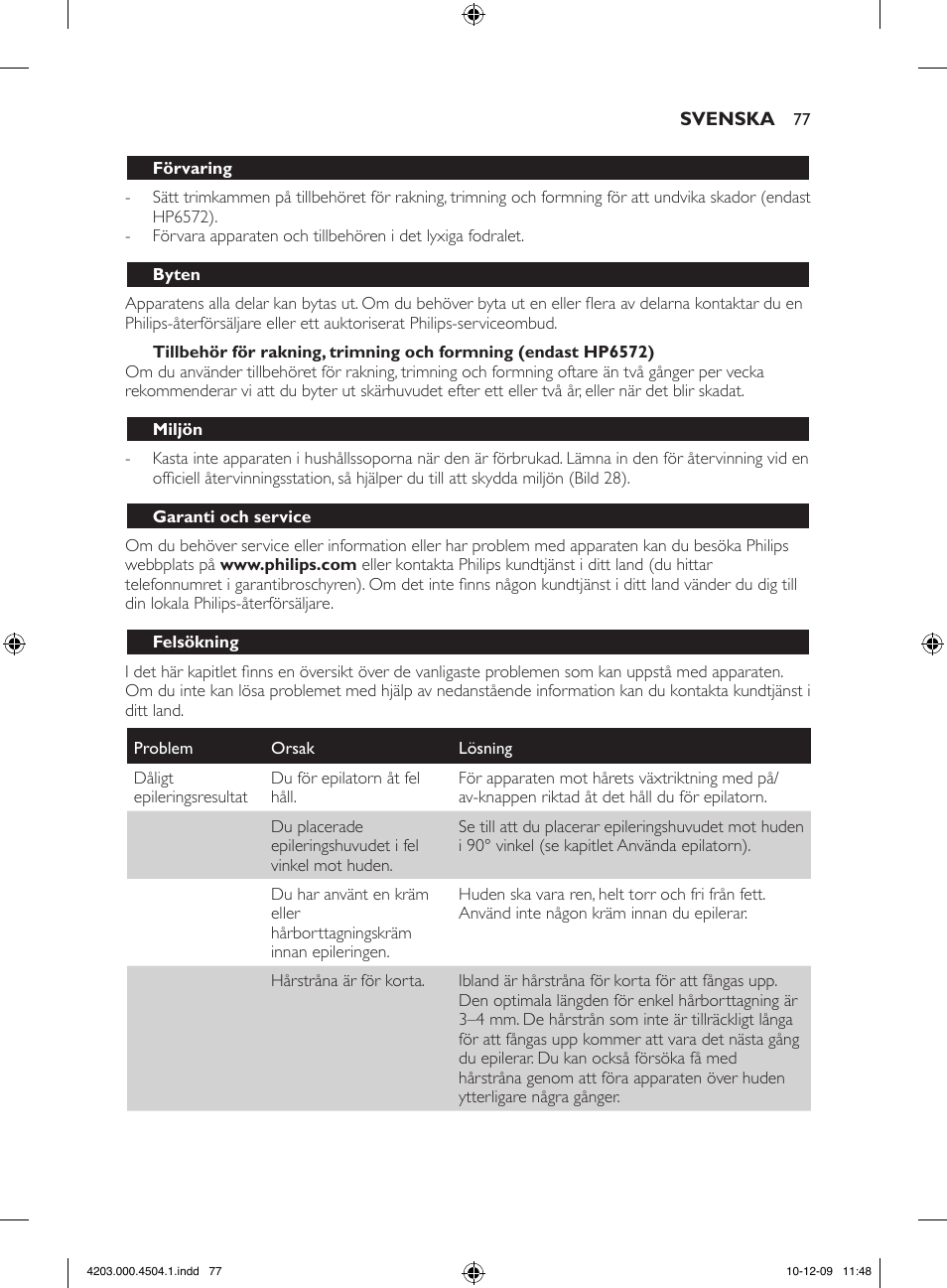 Philips SatinPerfect Epilierer User Manual | Page 77 / 88
