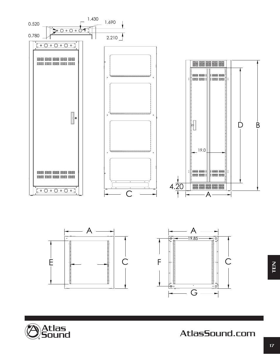 Ca g, Ac e, Db a | Atlas Sound FMA44-25G User Manual | Page 3 / 4