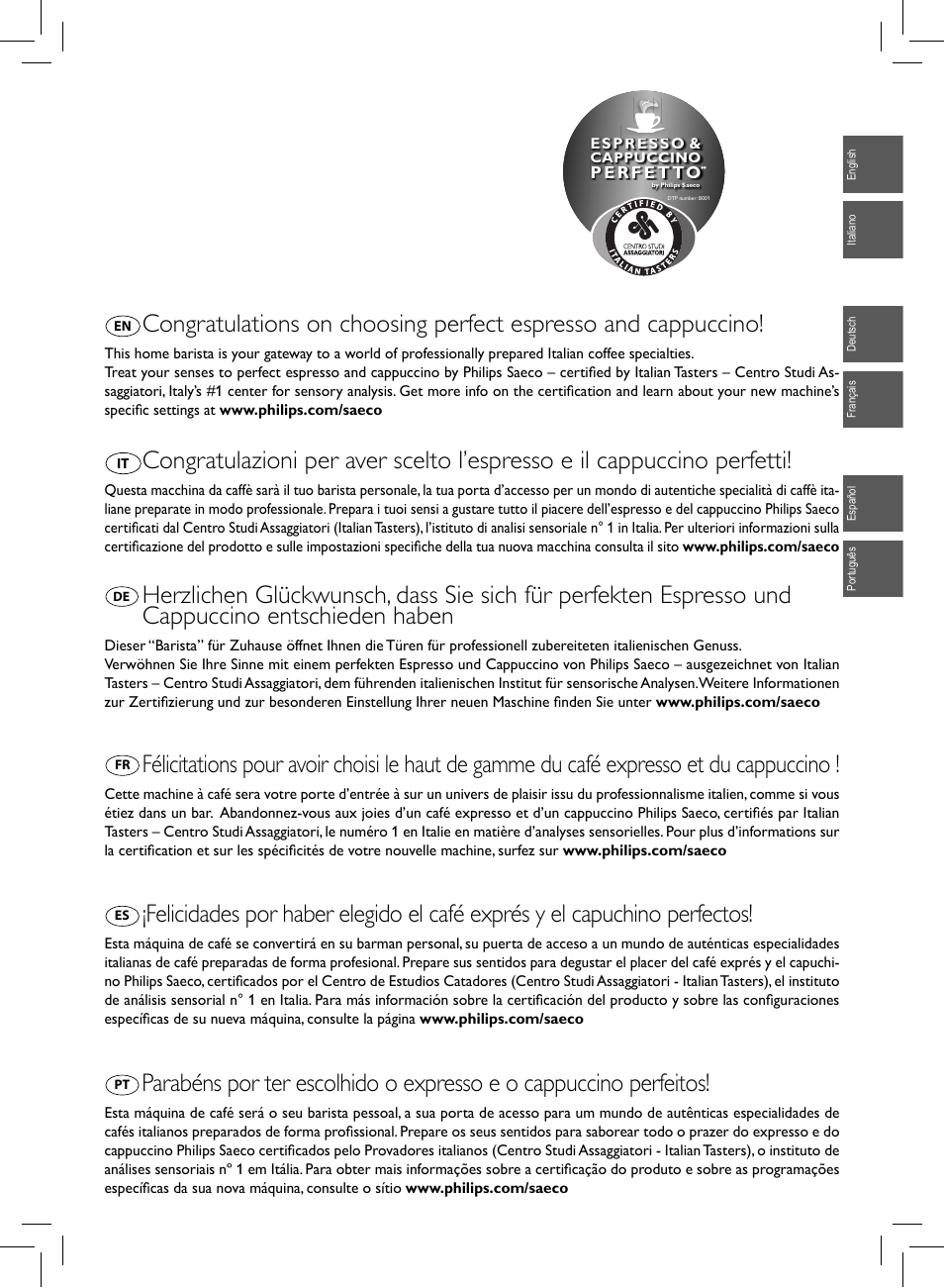 Philips Saeco Kaffeevollautomat User Manual | Page 3 / 68
