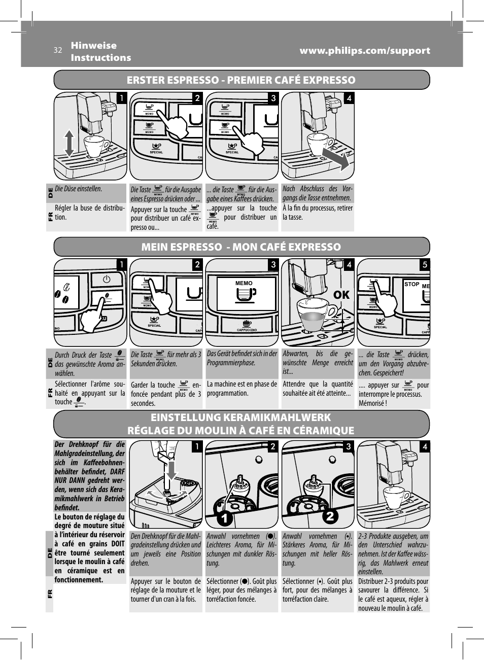 Ok 1 2 | Philips Saeco Kaffeevollautomat User Manual | Page 32 / 68