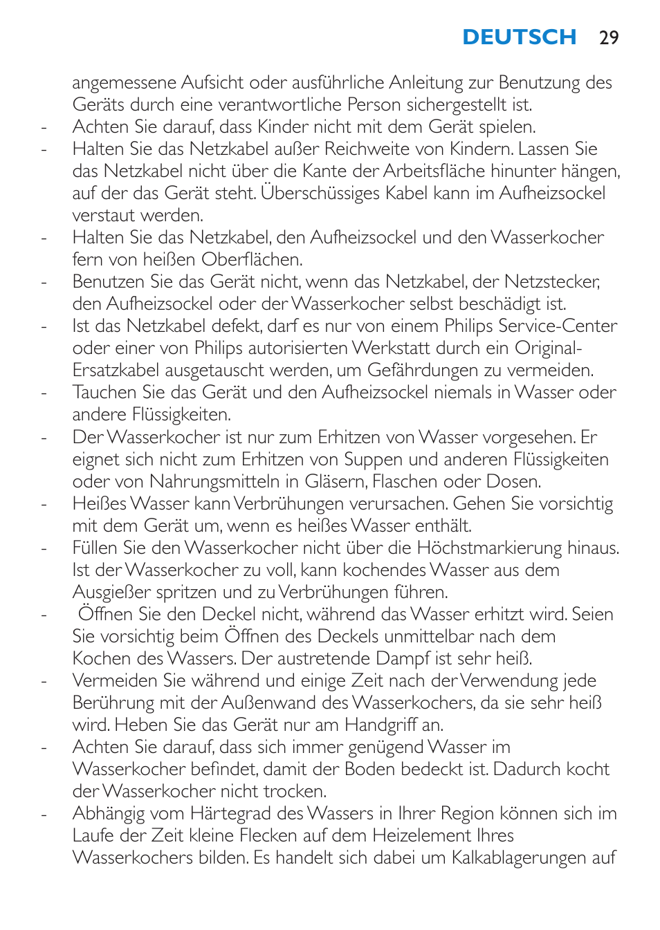 Philips Wasserkocher User Manual | Page 29 / 160