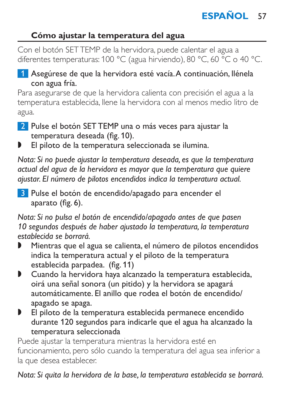 Cómo ajustar la temperatura del agua | Philips Wasserkocher User Manual | Page 57 / 160