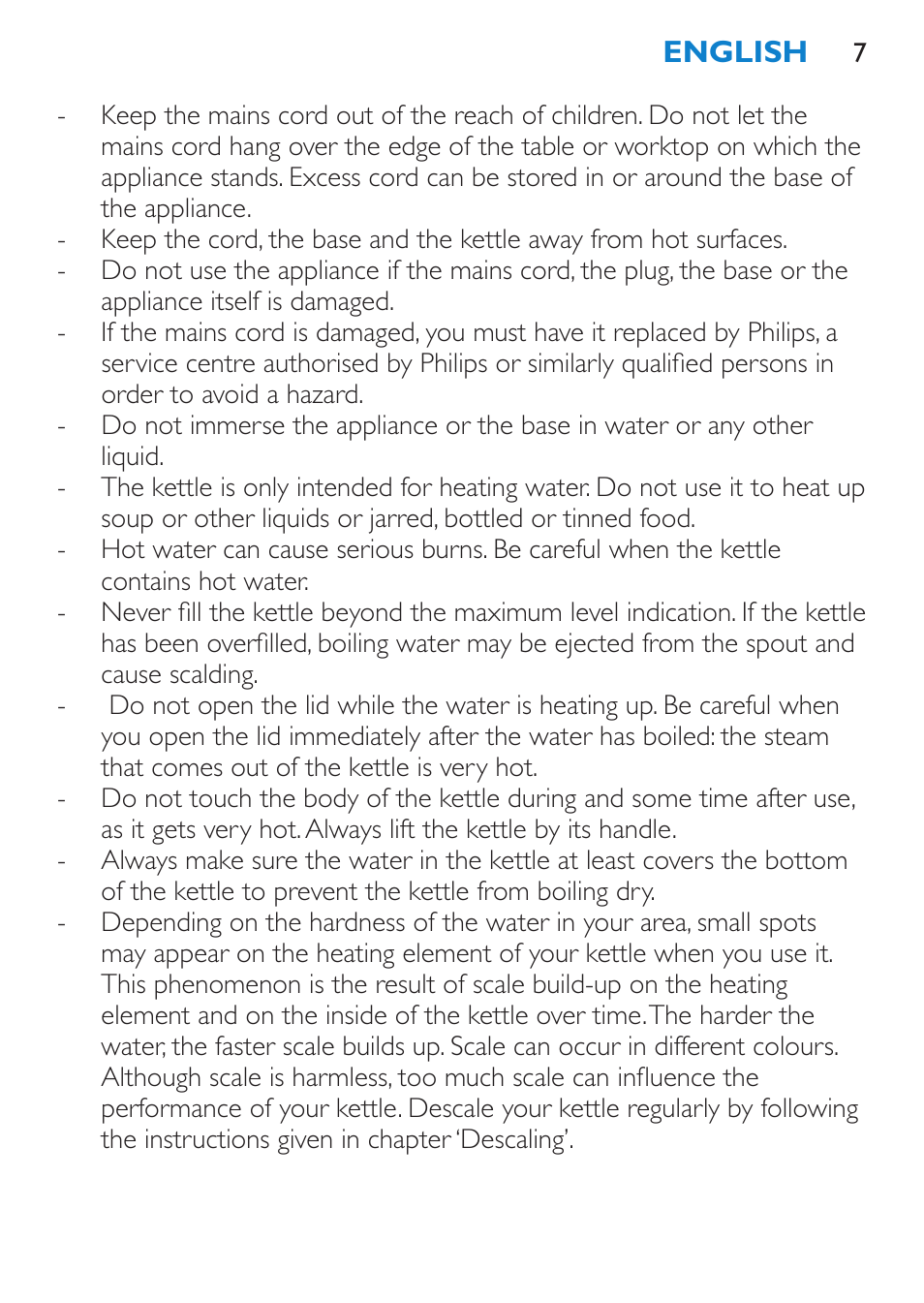 Philips Wasserkocher User Manual | Page 7 / 160