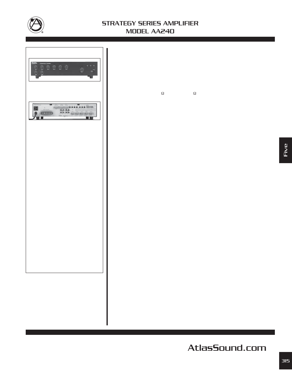 Atlas Sound AA240 User Manual | 3 pages