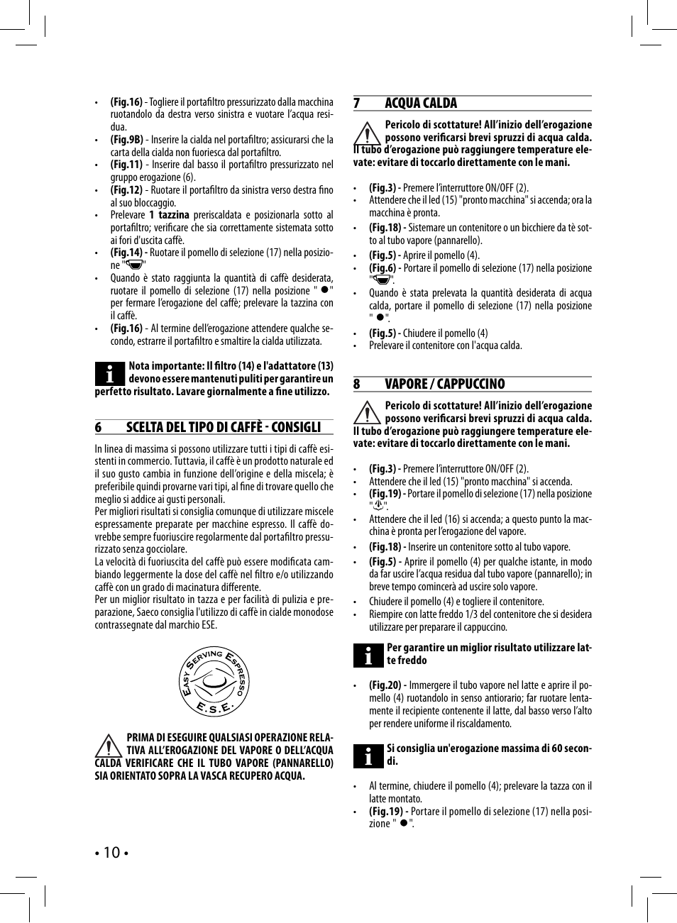 Philips Saeco Nina Siebträger-Espressomaschine User Manual | Page 10 / 76
