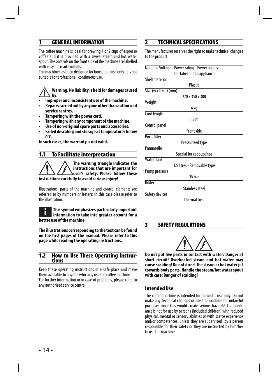 Philips Saeco Nina Siebträger-Espressomaschine User Manual | Page 14 / 76