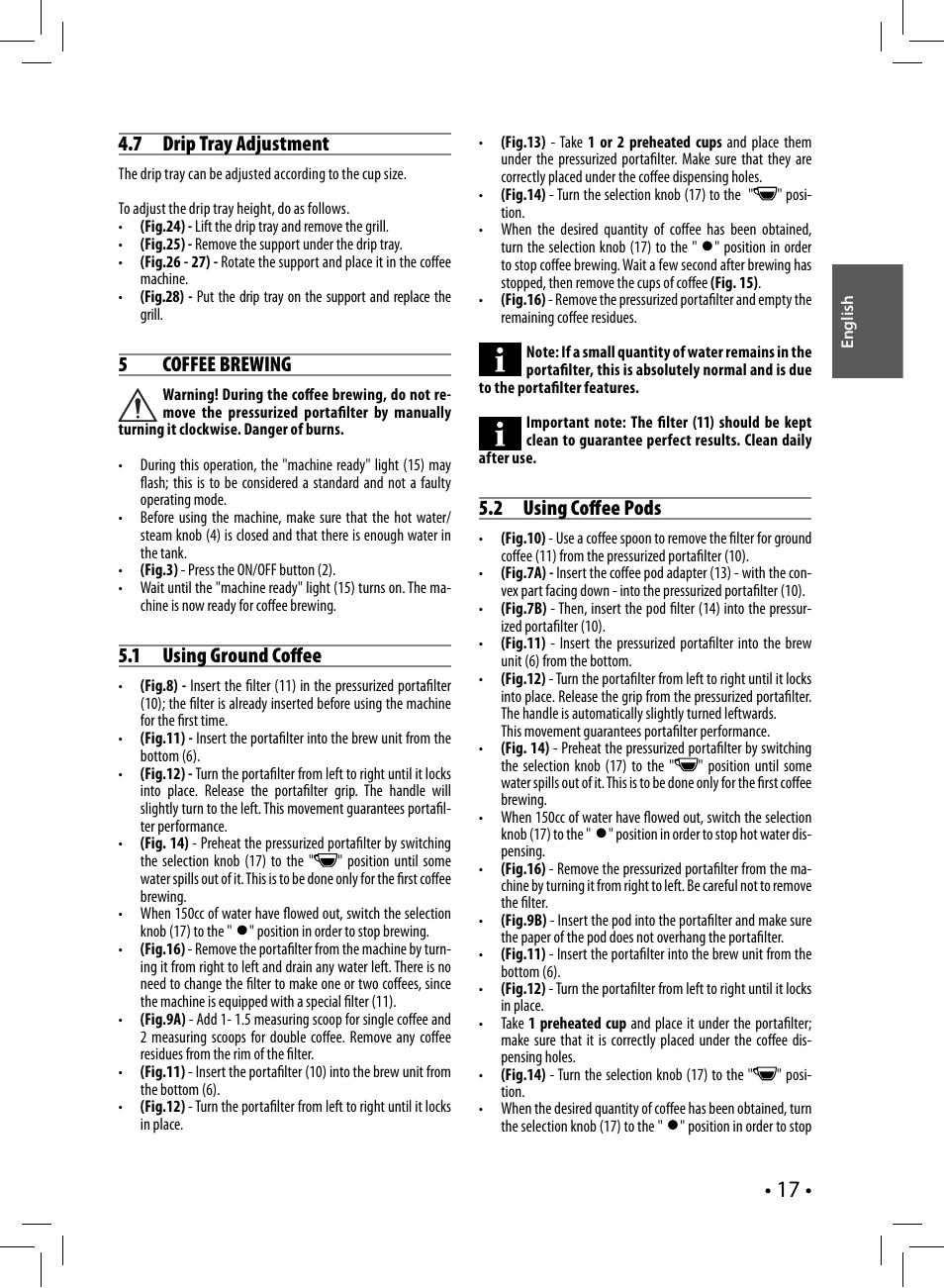 Philips Saeco Nina Siebträger-Espressomaschine User Manual | Page 17 / 76