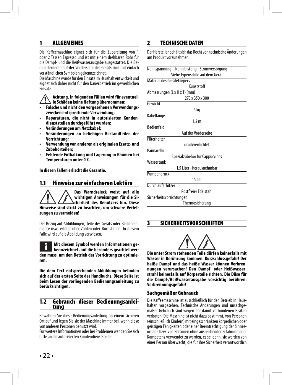Philips Saeco Nina Siebträger-Espressomaschine User Manual | Page 22 / 76
