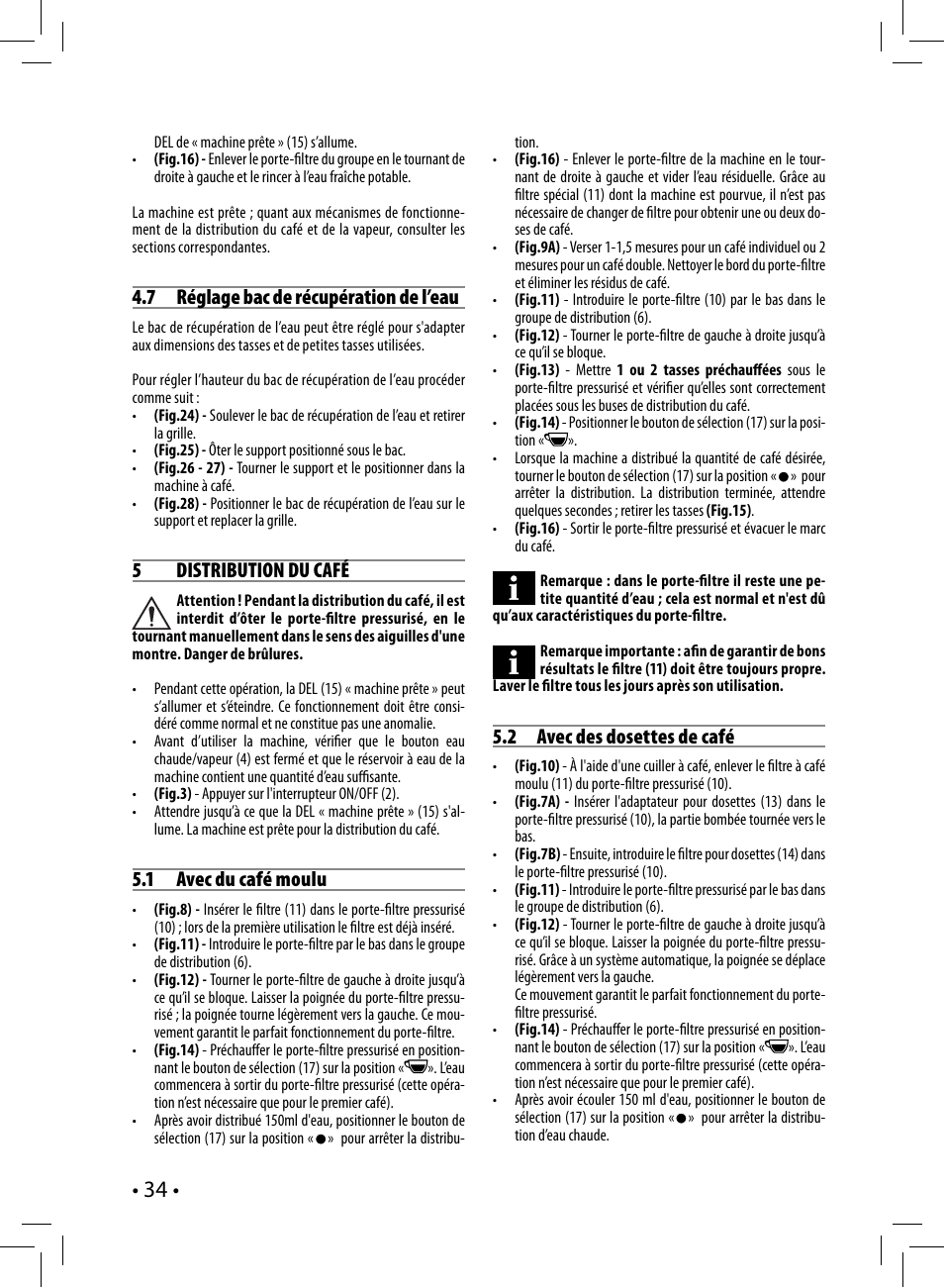 Philips Saeco Nina Siebträger-Espressomaschine User Manual | Page 34 / 76