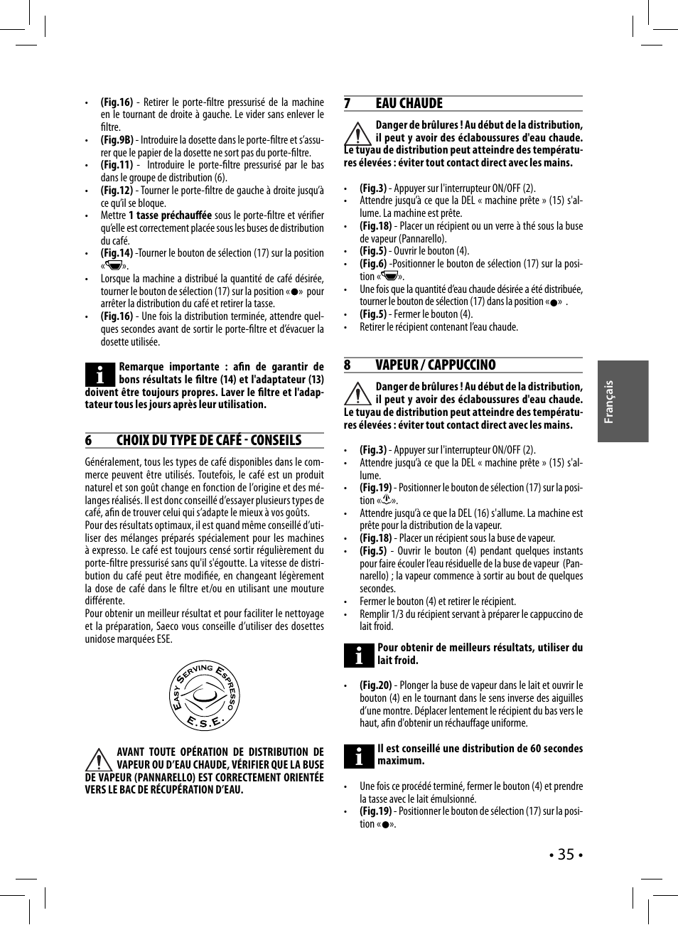 Philips Saeco Nina Siebträger-Espressomaschine User Manual | Page 35 / 76
