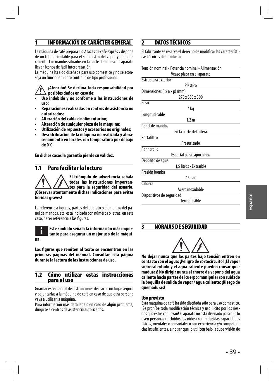 Philips Saeco Nina Siebträger-Espressomaschine User Manual | Page 39 / 76