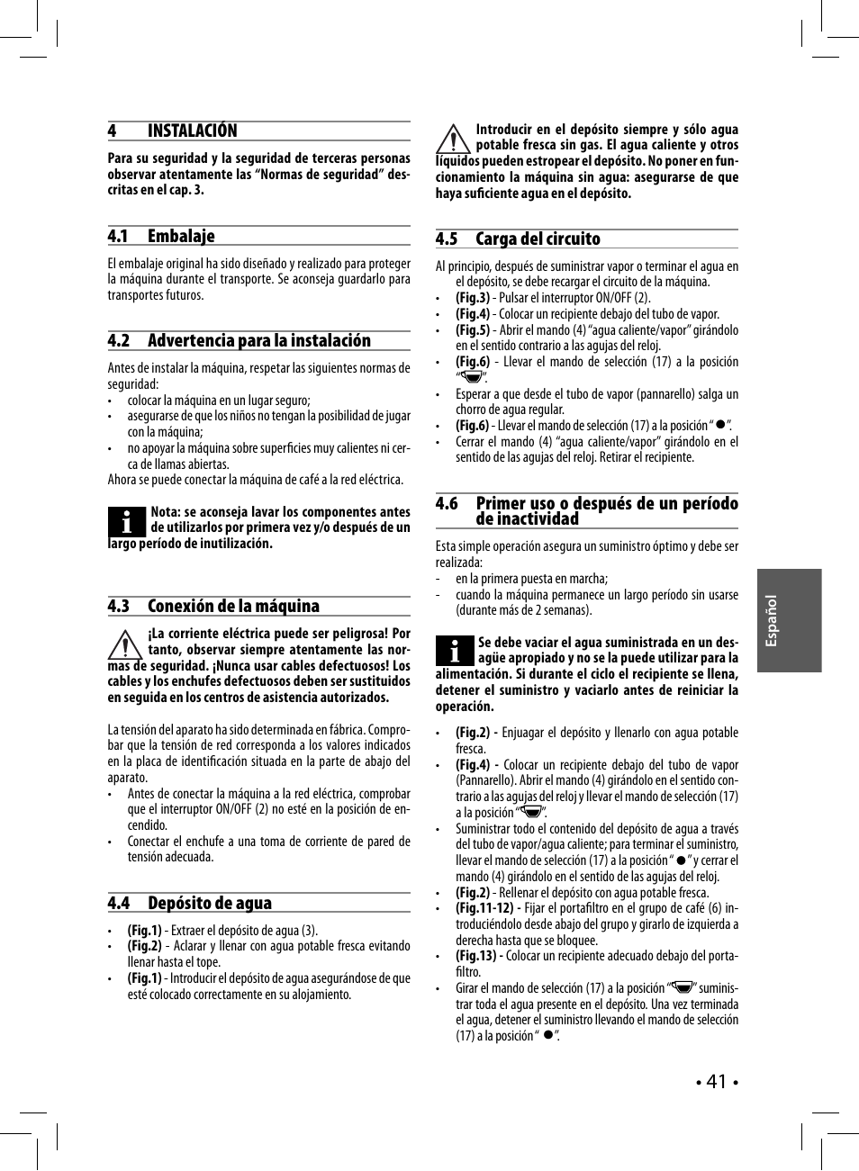 Philips Saeco Nina Siebträger-Espressomaschine User Manual | Page 41 / 76