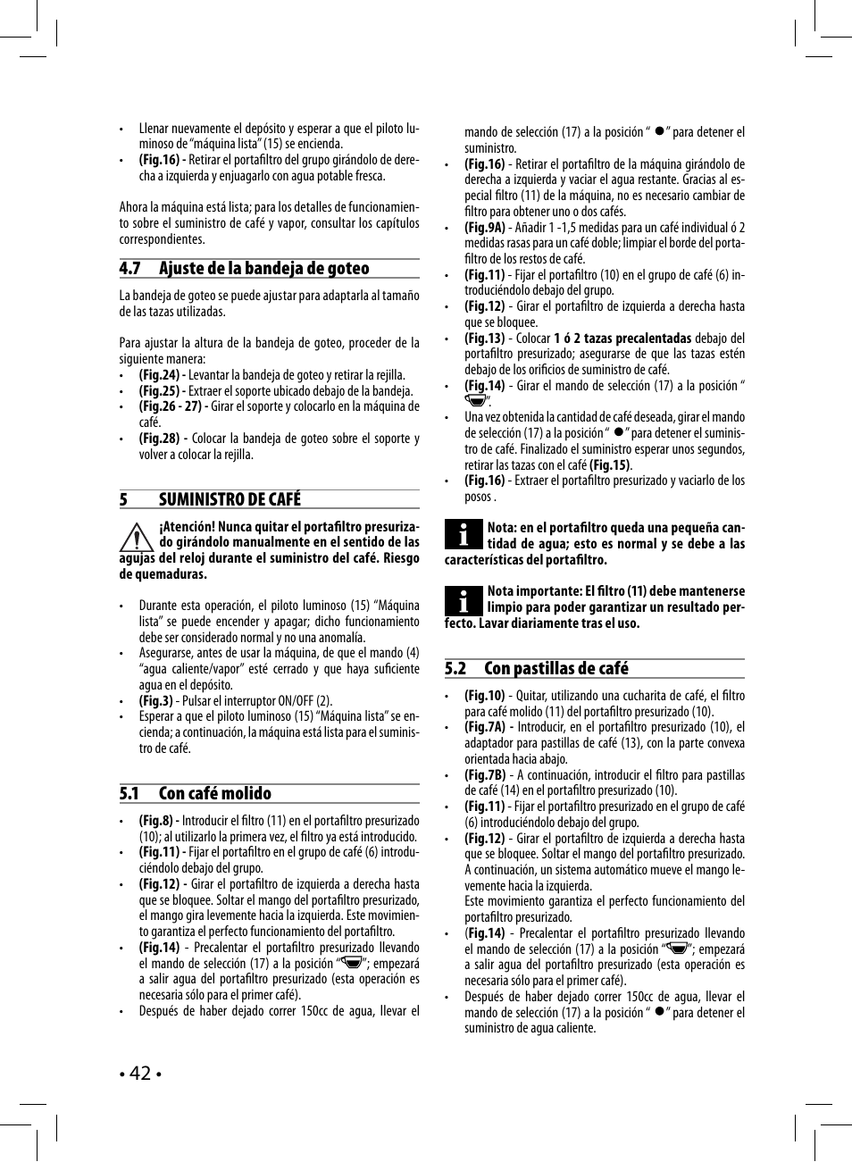 Philips Saeco Nina Siebträger-Espressomaschine User Manual | Page 42 / 76