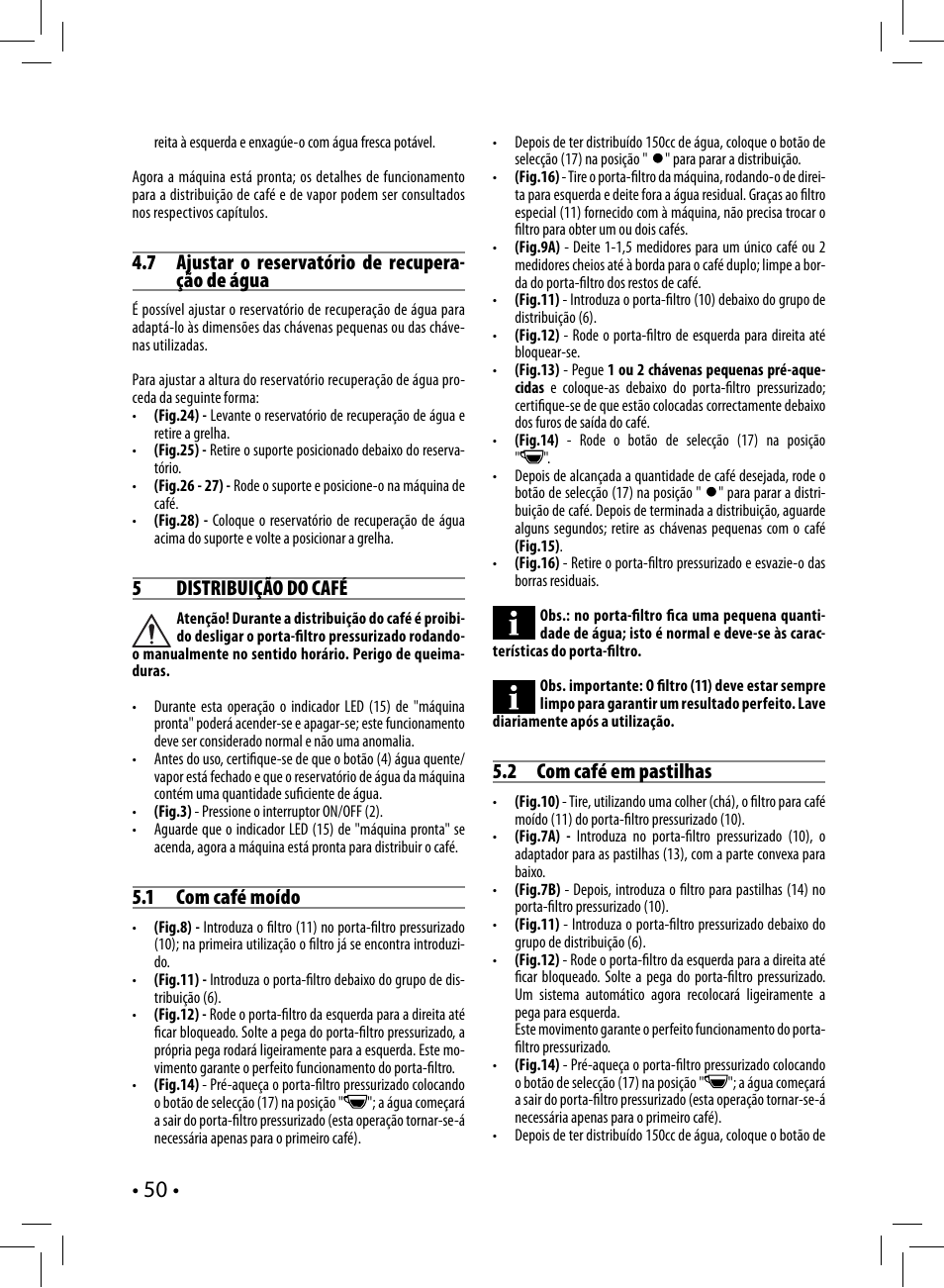 Philips Saeco Nina Siebträger-Espressomaschine User Manual | Page 50 / 76