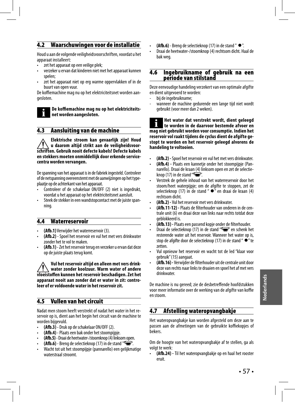 Philips Saeco Nina Siebträger-Espressomaschine User Manual | Page 57 / 76