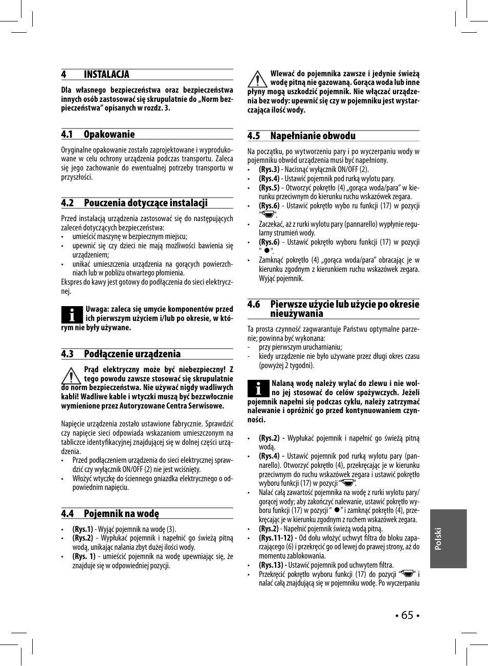 Philips Saeco Nina Siebträger-Espressomaschine User Manual | Page 65 / 76