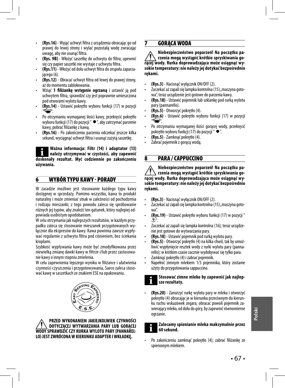 Philips Saeco Nina Siebträger-Espressomaschine User Manual | Page 67 / 76