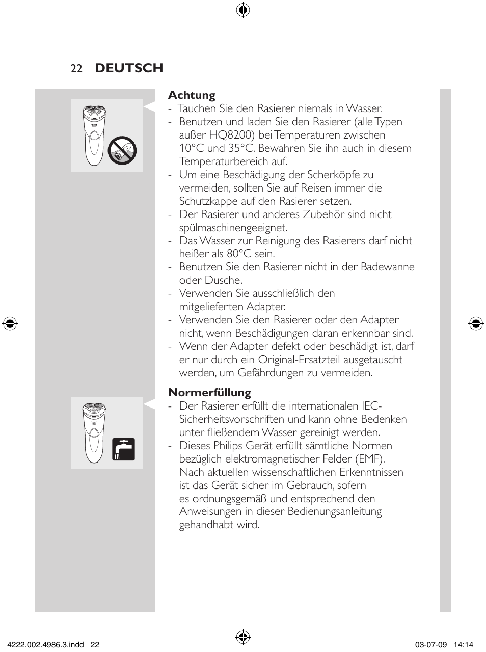 Philips Elektrorasierer User Manual | Page 20 / 124