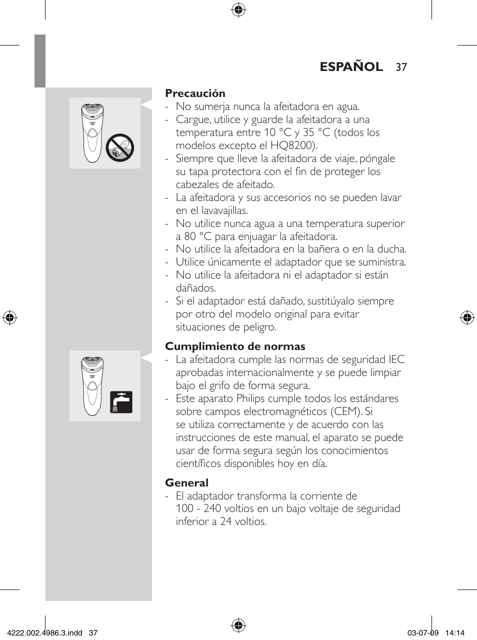 Philips Elektrorasierer User Manual | Page 35 / 124