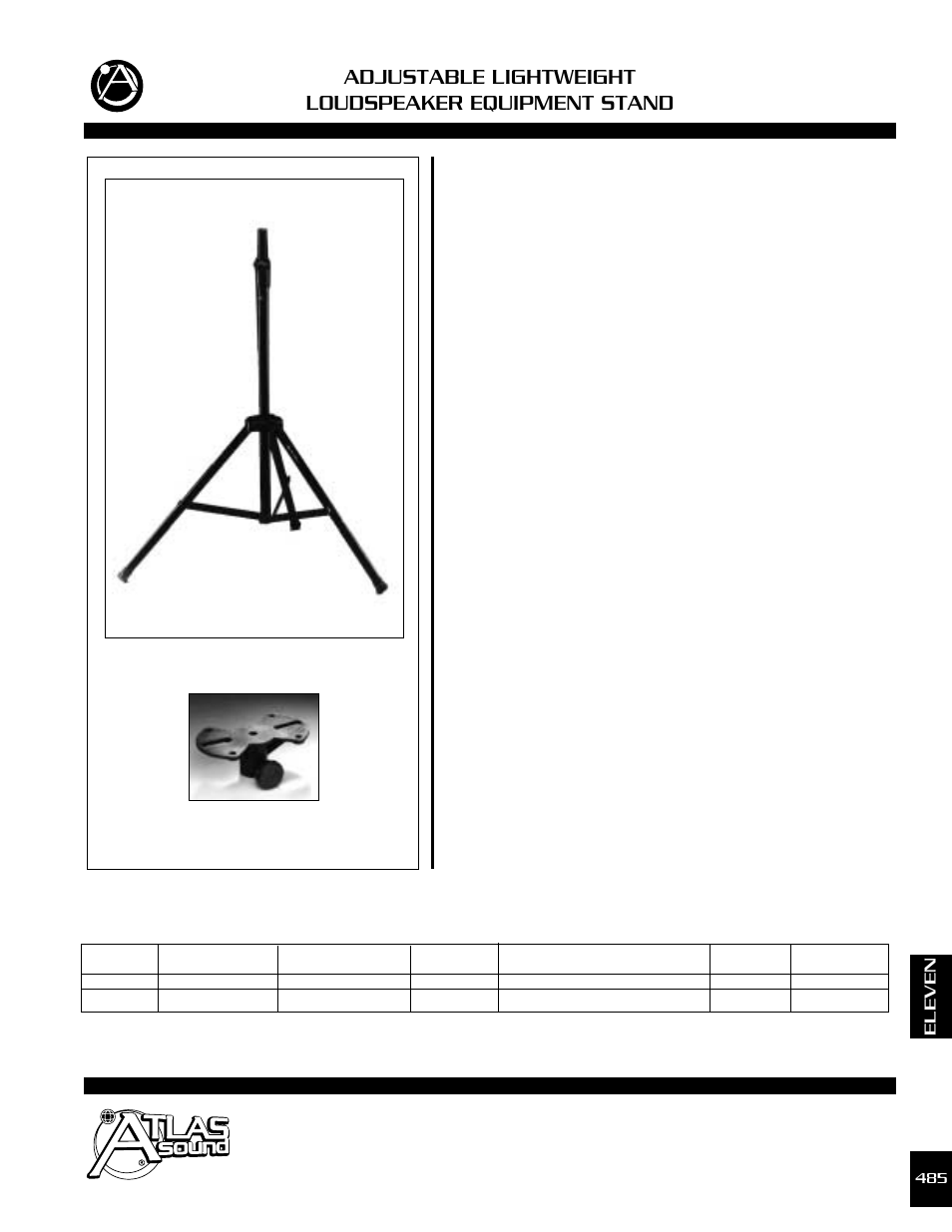 Atlas Sound SSA-7 User Manual | 1 page