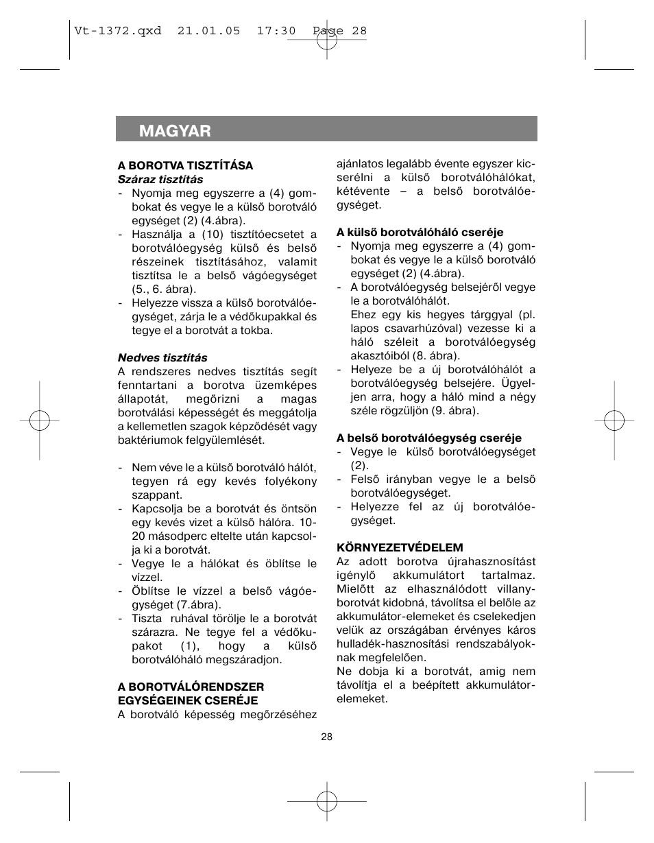 Magyar | Vitek VT-1372 User Manual | Page 28 / 48
