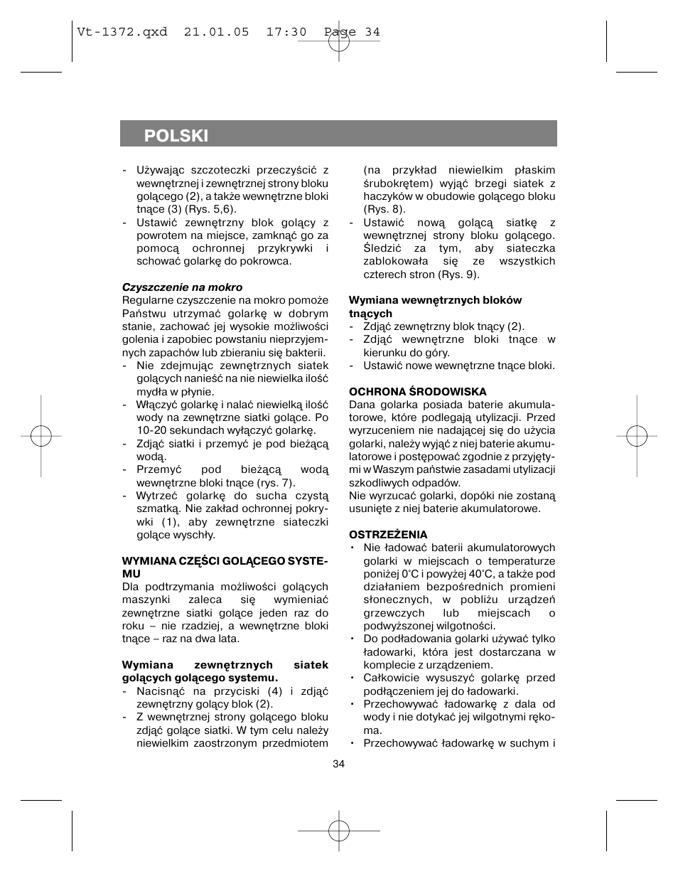 Polski | Vitek VT-1372 User Manual | Page 34 / 48