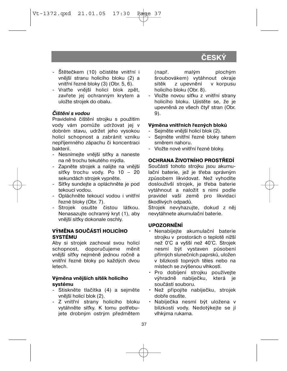 Èeský | Vitek VT-1372 User Manual | Page 37 / 48