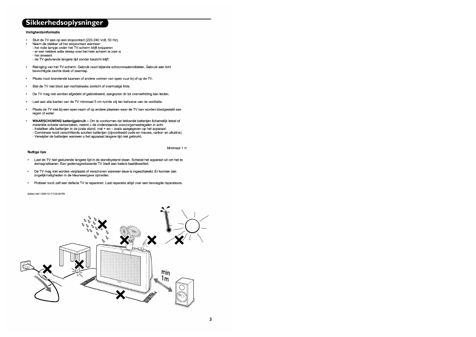 Sikkerhedsoplysninger | Philips Stereo-TV User Manual | Page 29 / 76