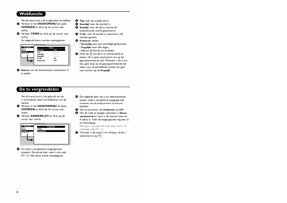 De tv vergrendelen | Philips Stereo-TV User Manual | Page 34 / 76