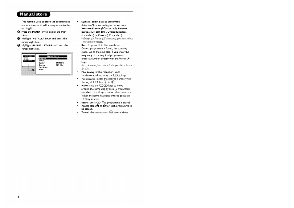 Manual store | Philips Stereo-TV User Manual | Page 8 / 76