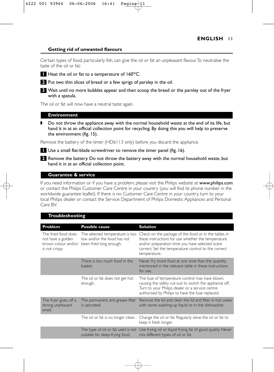 Philips Fritteuse User Manual | Page 11 / 42