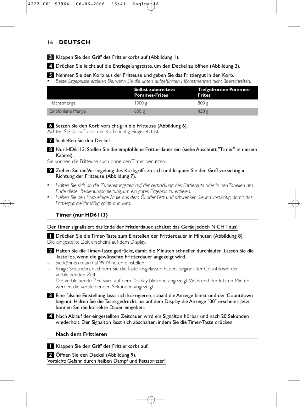 Philips Fritteuse User Manual | Page 16 / 42