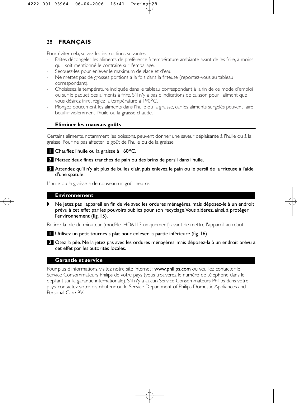 Philips Fritteuse User Manual | Page 28 / 42