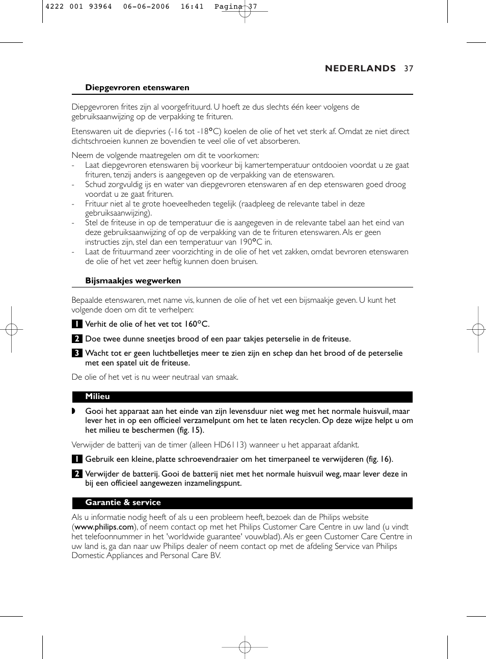 Philips Fritteuse User Manual | Page 37 / 42