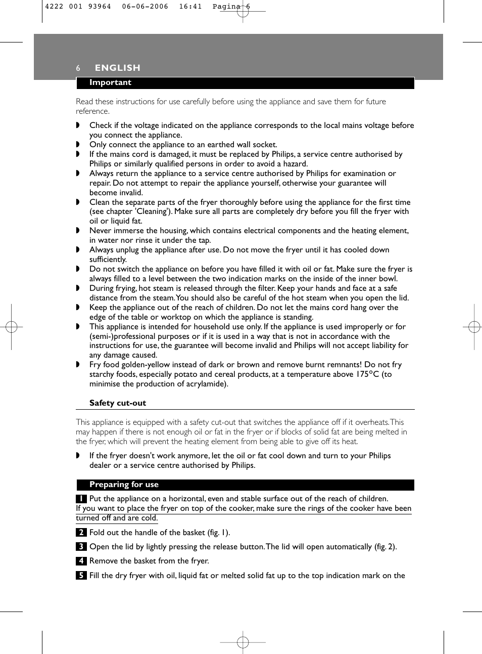 English 6 | Philips Fritteuse User Manual | Page 6 / 42