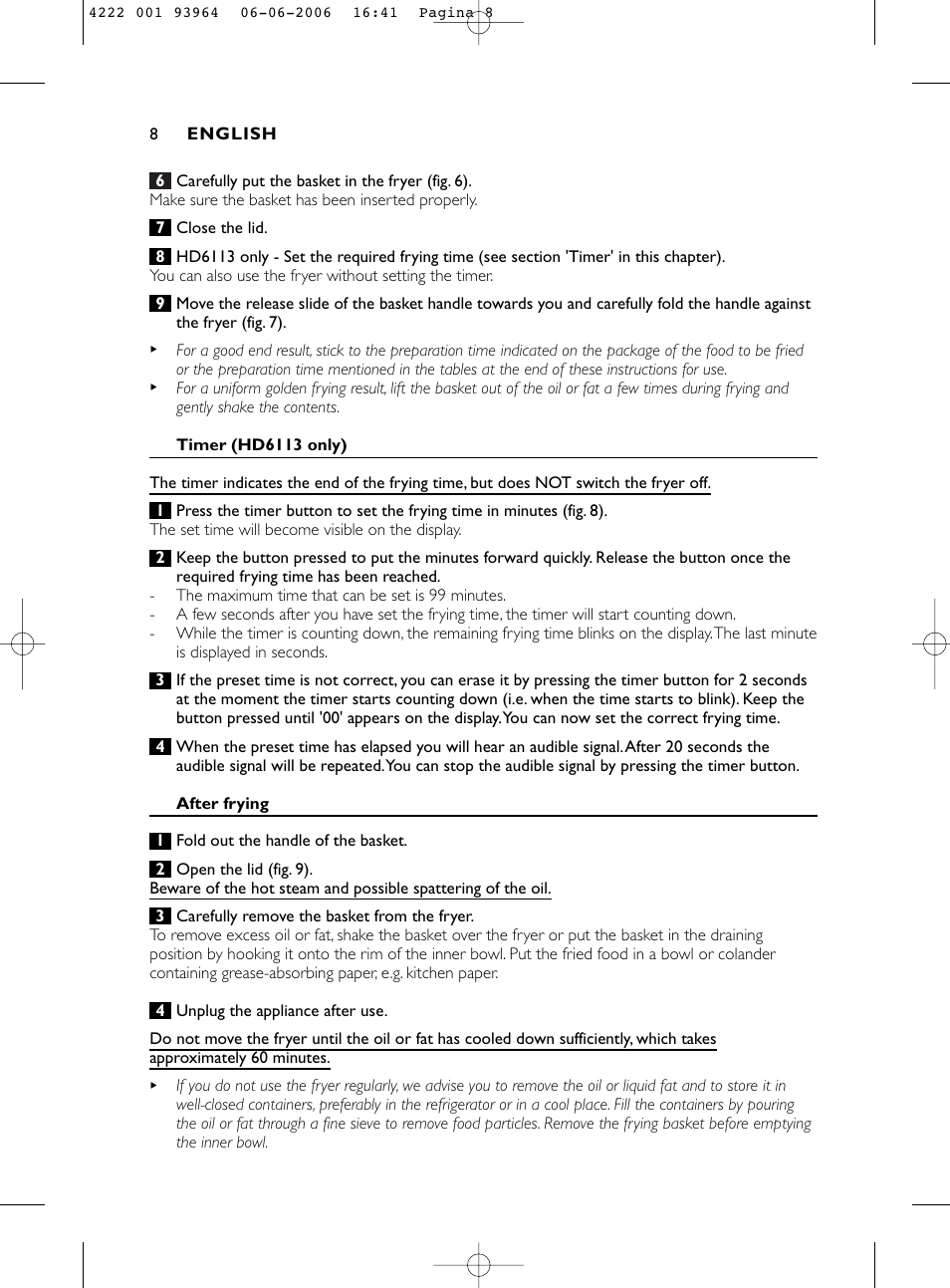 Philips Fritteuse User Manual | Page 8 / 42