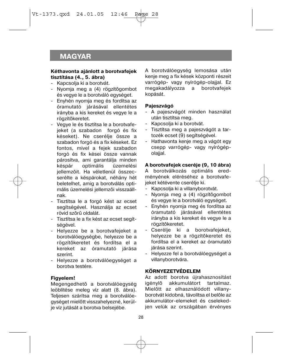 Magyar | Vitek VT-1373 User Manual | Page 28 / 48