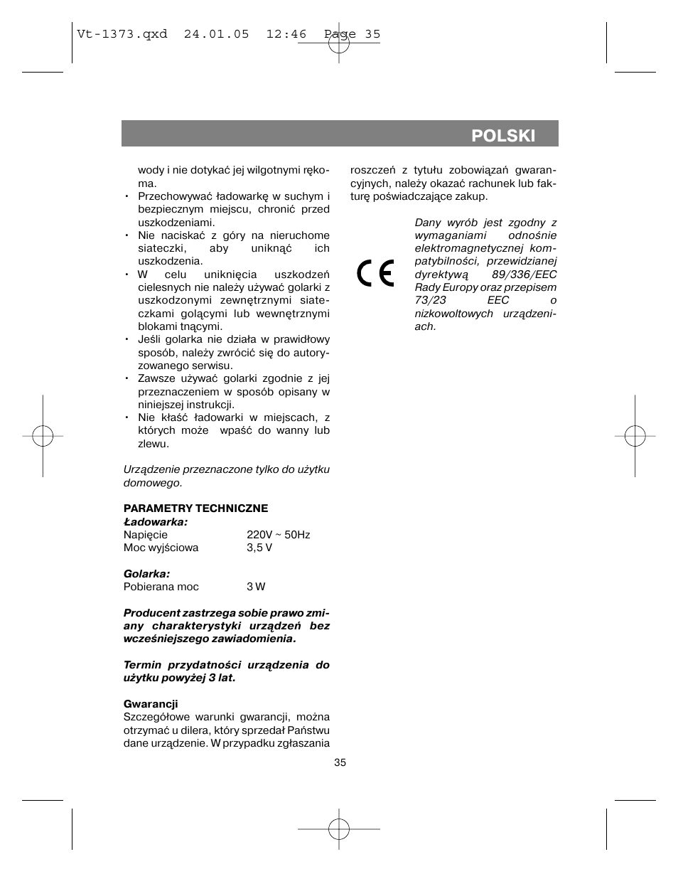 Polski | Vitek VT-1373 User Manual | Page 35 / 48