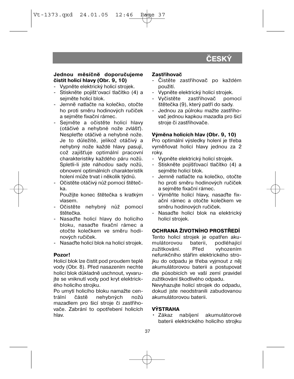 Èeský | Vitek VT-1373 User Manual | Page 37 / 48