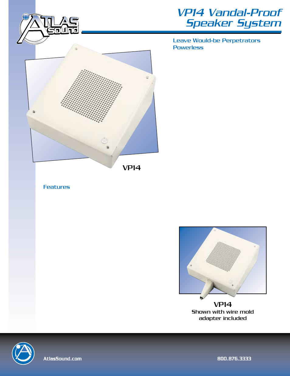 Atlas Sound VP14 User Manual | 2 pages