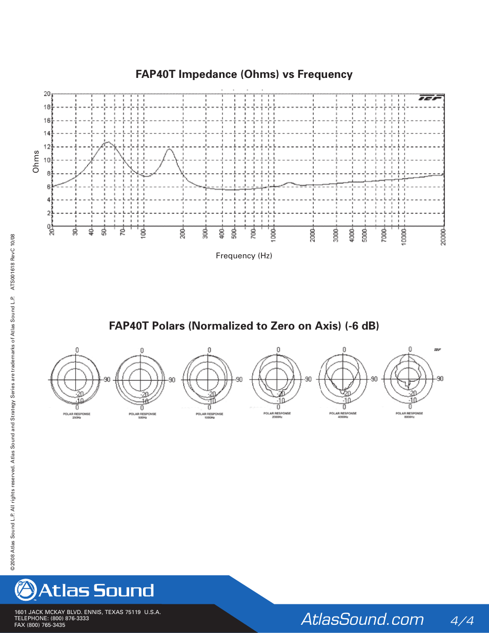 Atlas Sound Strategy Series II FAP40T User Manual | Page 4 / 4