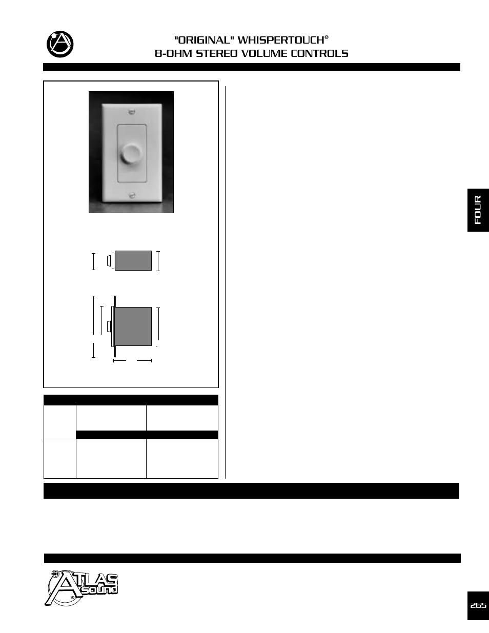 Atlas Sound WHISPERTOUCH DWT-8 User Manual | 2 pages