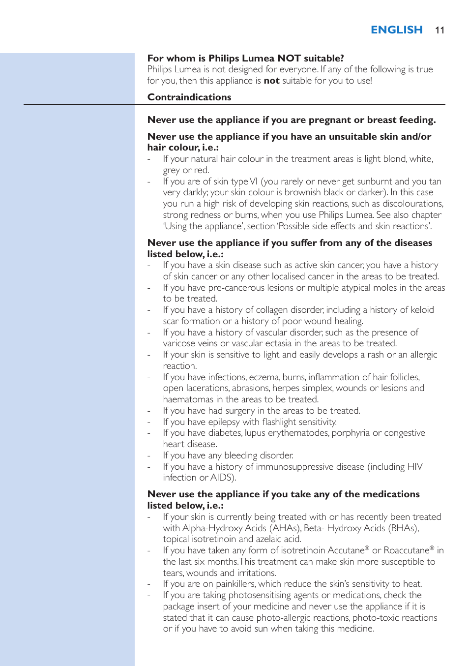 Philips Lumea IPL Haarentfernungssystem User Manual | Page 11 / 106